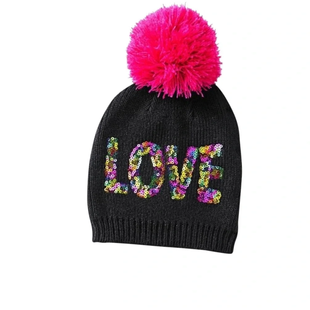 Betsey Johnson xox Trolls Love Multi-Sequin Beanie - Picture 1 of 1
